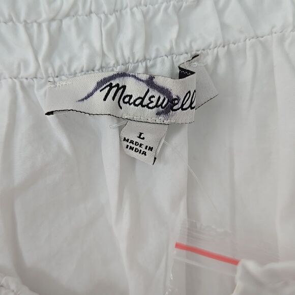 NWT Madewell Smocked Button-Front Top in Poplin - Picture 8 of 9